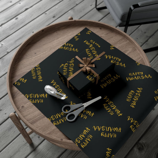 Unity gift wrap papers | Black & Metallic Kwanzaa Inspired Wrapping Paper